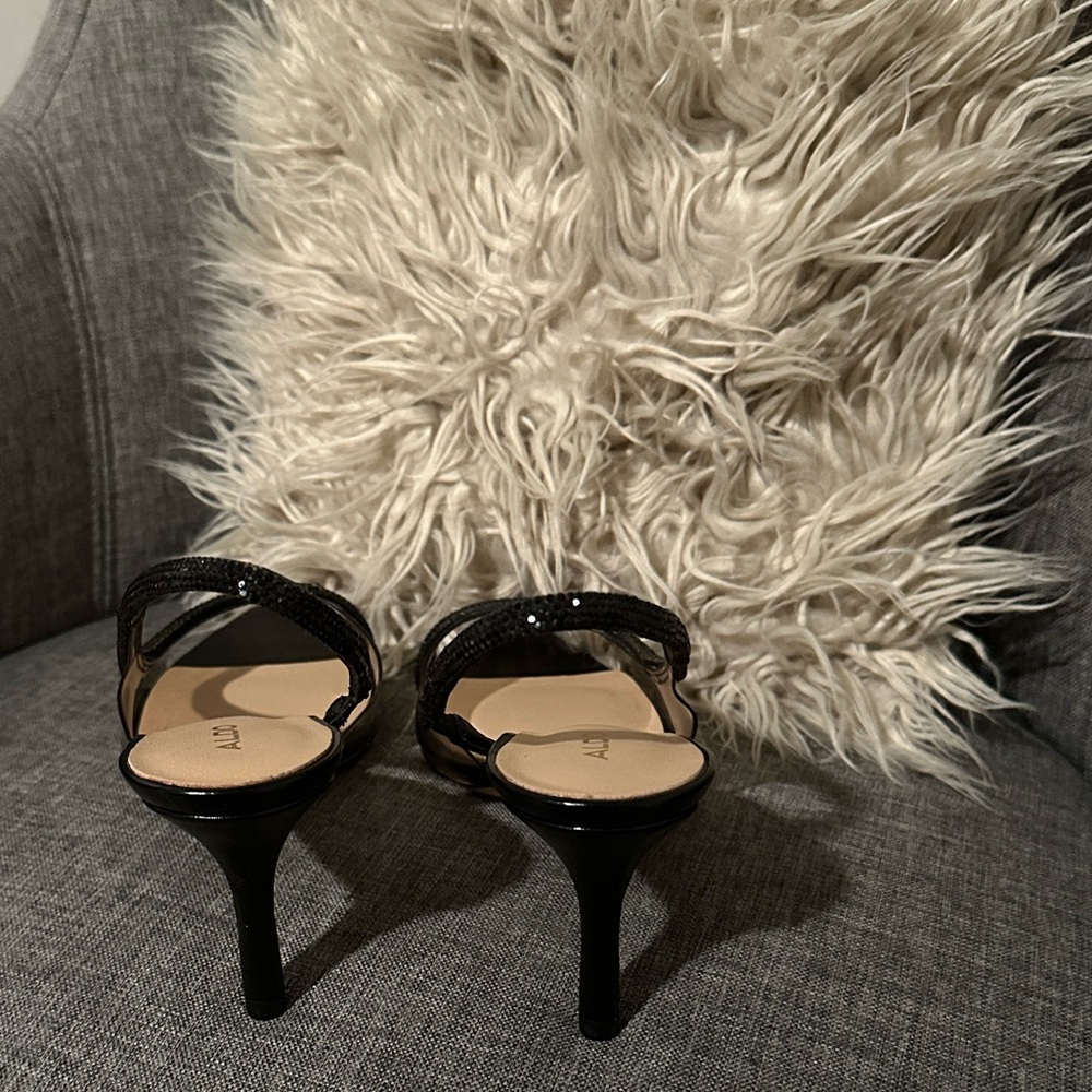 Aldo Black and Beige Strappy Heels - Picture 3 of 5